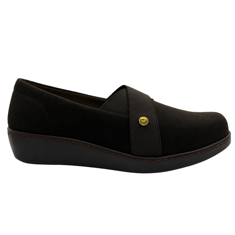 Mocasín Rómulo en Tela Net Café Café para mujer