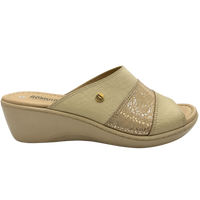 Sandalia Rómulo de Tacón en Cuero Dorado para Mujer — Ref. 5029