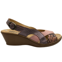 Sandalia Rómulo de Tacón en Textil Rosa para Mujer — Ref. 7038