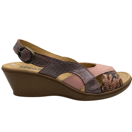 Sandalia Rómulo de Tacón en Textil Rosa para Mujer — Ref. 7038