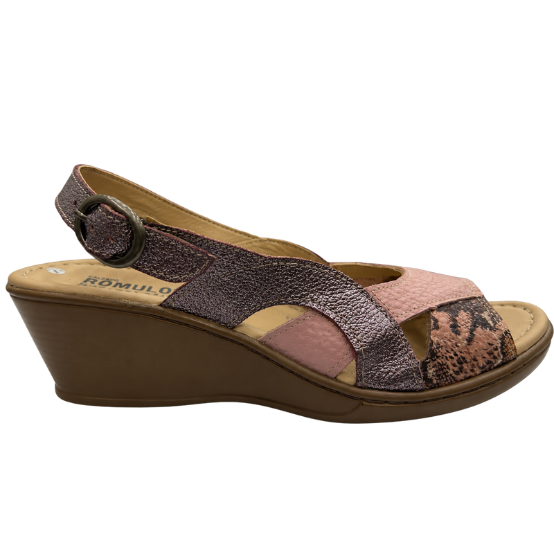 Sandalia Rómulo de Tacón en Textil Rosa para Mujer — Ref. 7038