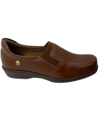 Zapato en Cuero y Textil Miel para Mujer 3813