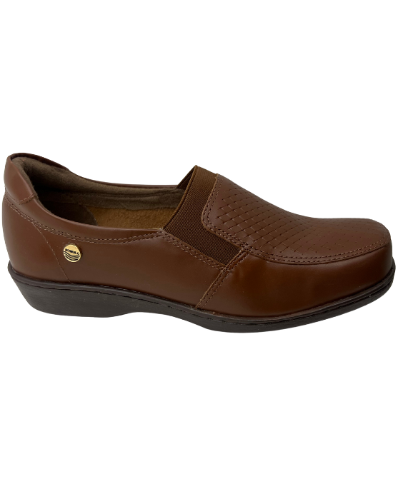 Zapato en Cuero y Textil Miel para Mujer 3813