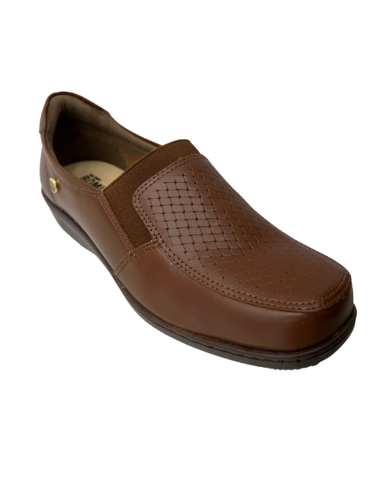 Zapato en Cuero y Textil Miel para Mujer 3813