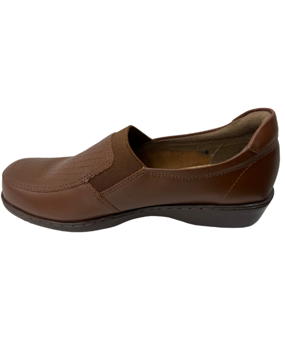 Zapato en Cuero y Textil Miel para Mujer 3813