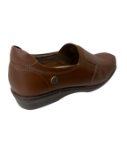 Zapato en Cuero y Textil Miel para Mujer 3813