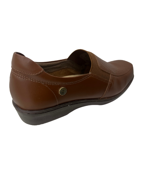 Zapato en Cuero y Textil Miel para Mujer 3813