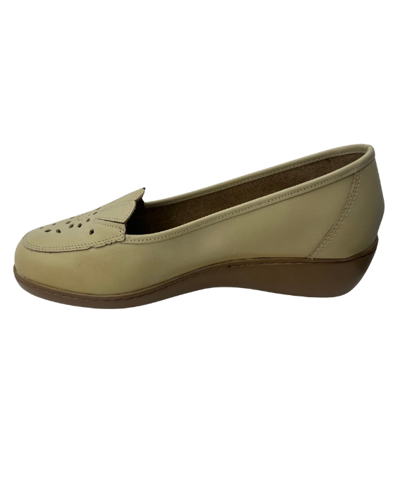 Mocasín Rómulo en Cuero Beige para Mujer 3718