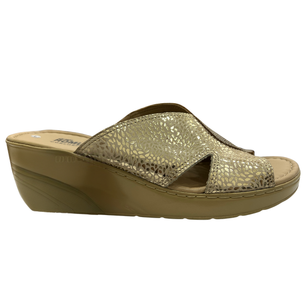 Sandalia Rómulo en Cuero Dorado para Mujer — Ref. 5407