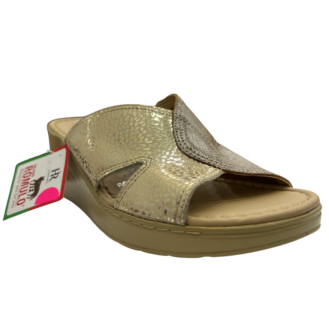 Sandalia Rómulo en Cuero Dorado para Mujer — Ref. 5407