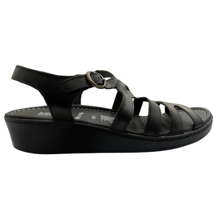 Sandalia Rómulo en Cuero Negro con Plataforma para Mujer — Ref. 1060