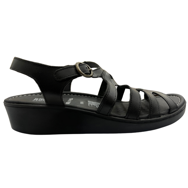 Sandalia Rómulo en Cuero Negro con Plataforma para Mujer — Ref. 1060