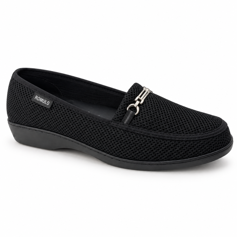 Mocasín Rómulo en Gamuza y Textil para Mujer — Ref. 3596