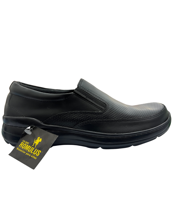 Mocasín Rómulo en Cuero Negro Negro para hombre
