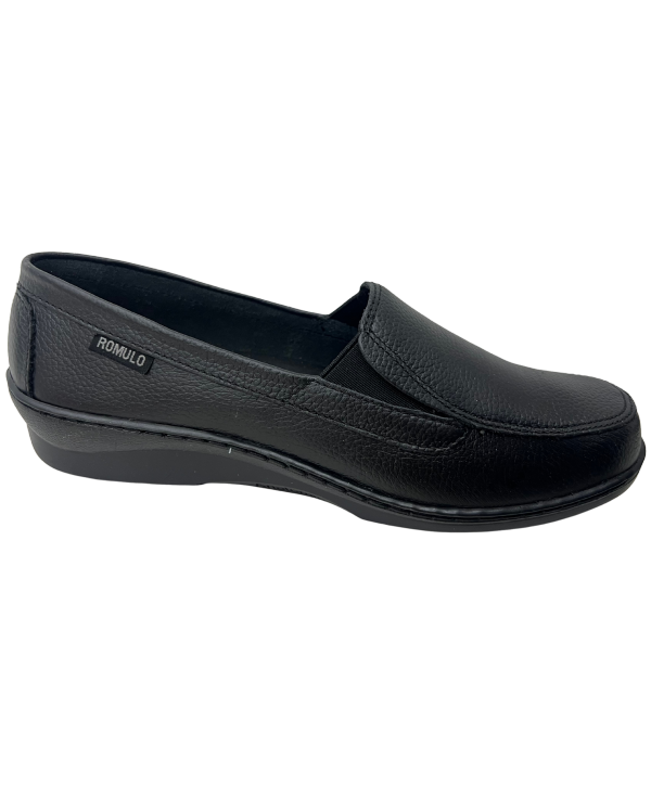 Mocasín Rómulo en Cuero Negro Negro para mujer