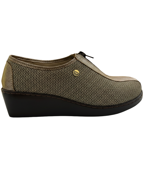 Botín Rómulo en Textil y Cuero Beige para mujer