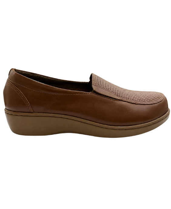 Mocasín Rómulo Confort Calado en Cuero Miel para mujer