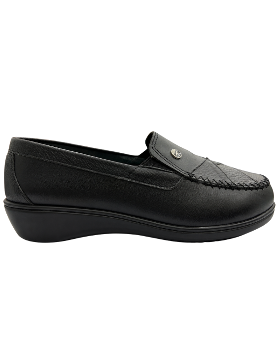 Mocasín Rómulo en Cuero Negro para mujer