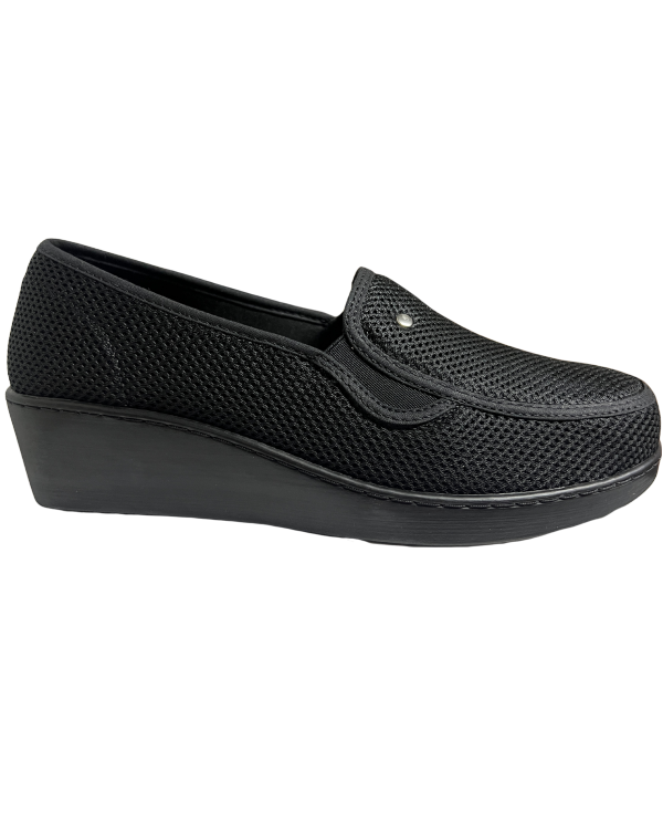 Mocasín Rómulo en Textil Negro Negro para mujer