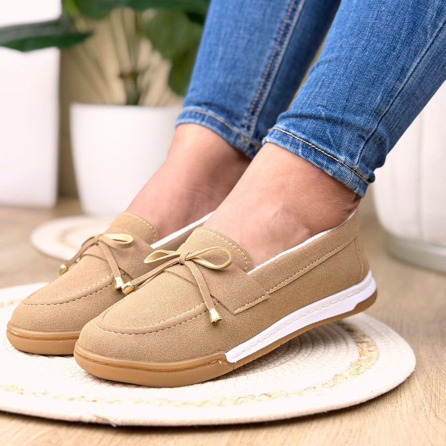 Bolichero con Lazo Decorativo para Mujer – Beige