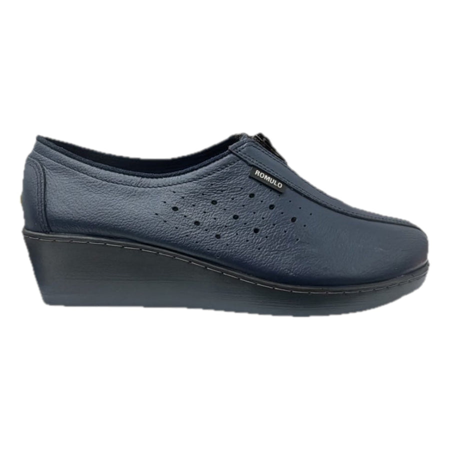 Botín Rómulo en Cuero Azul Navy para Mujer — Ref. 0875