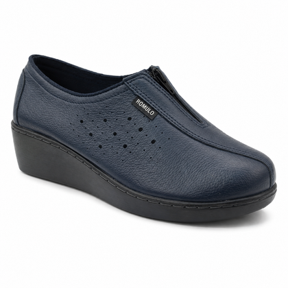 Botín Rómulo en Cuero Azul Navy para Mujer — Ref. 0875