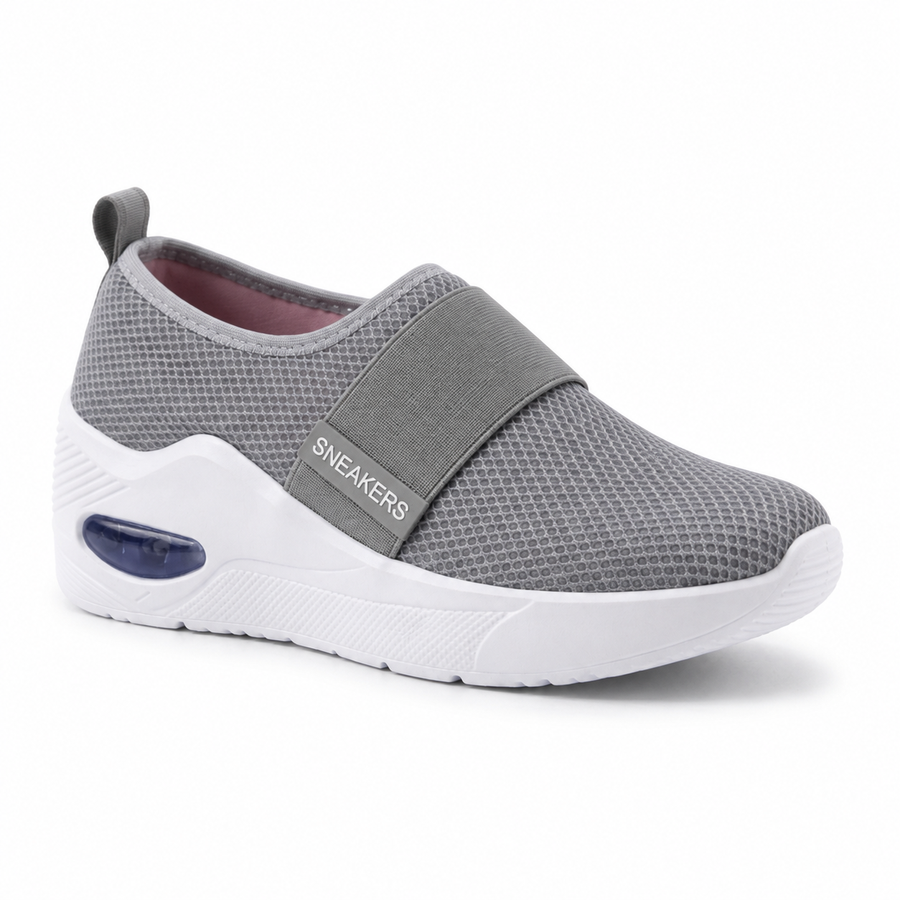 Tenis sin Cordones con Cámara de Aire para Mujer — Ligeros y Transpirables — Gris