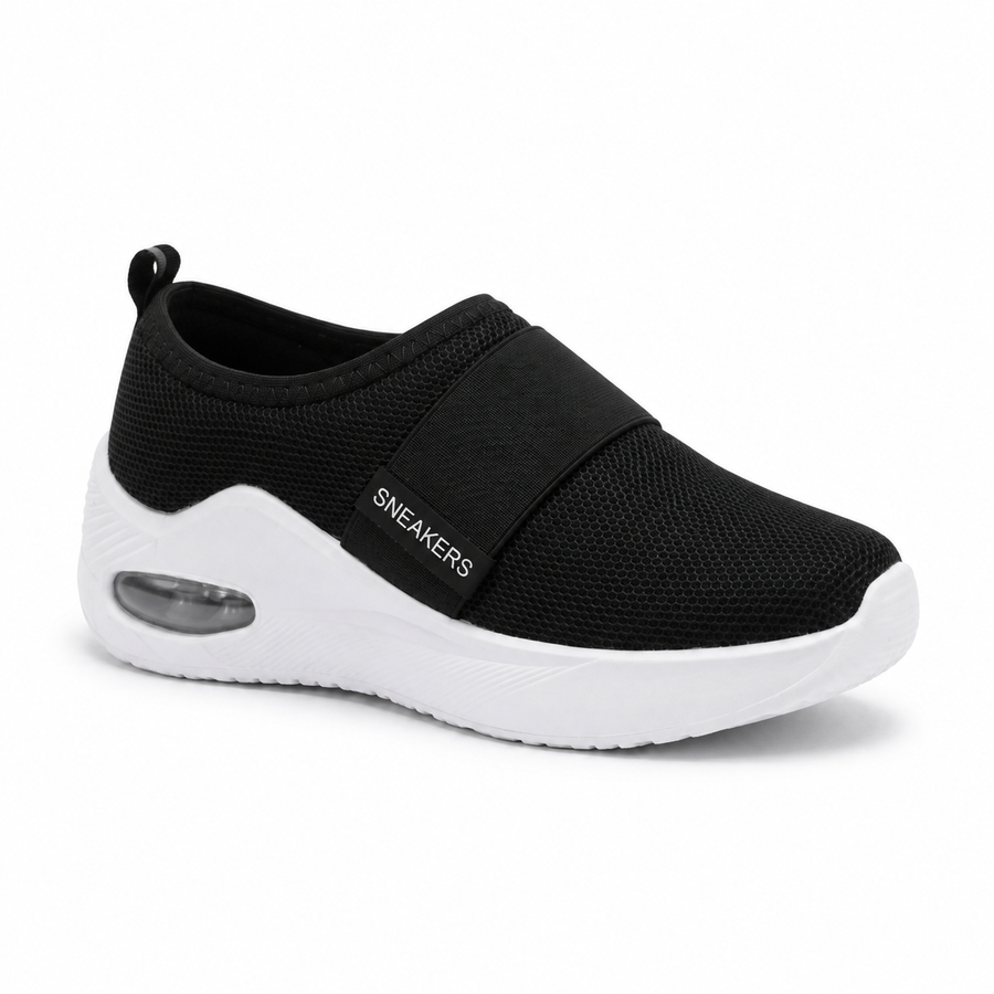 Tenis sin Cordones con Cámara de Aire para Mujer — Ligeros y Transpirables — Negro