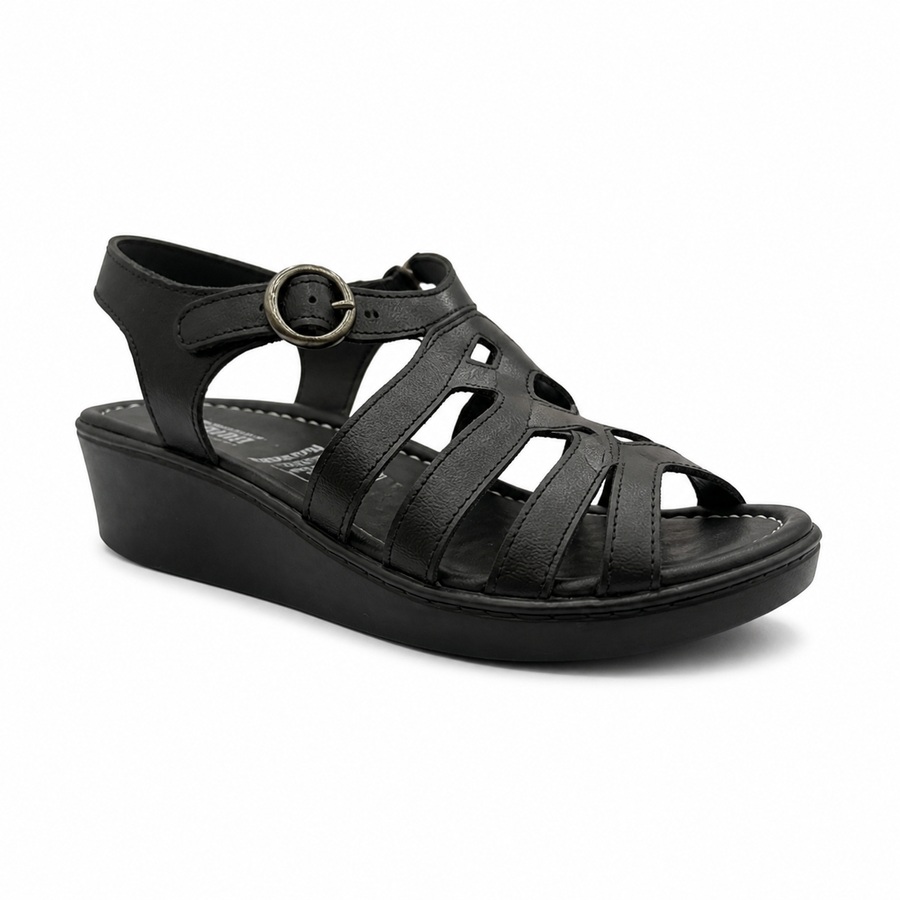 Sandalia Rómulo en Cuero Negro con Plataforma para Mujer — Ref. 1060