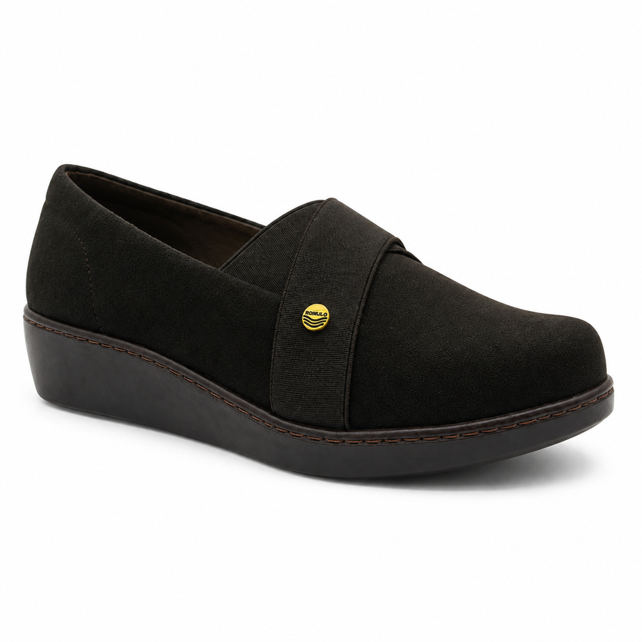 Mocasín Rómulo en Tela Net Café para Mujer — Ref. 3106 — Café