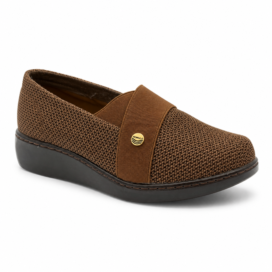 Mocasín Rómulo en Tela Net Nut para Mujer — Ref. 3106 — Nut