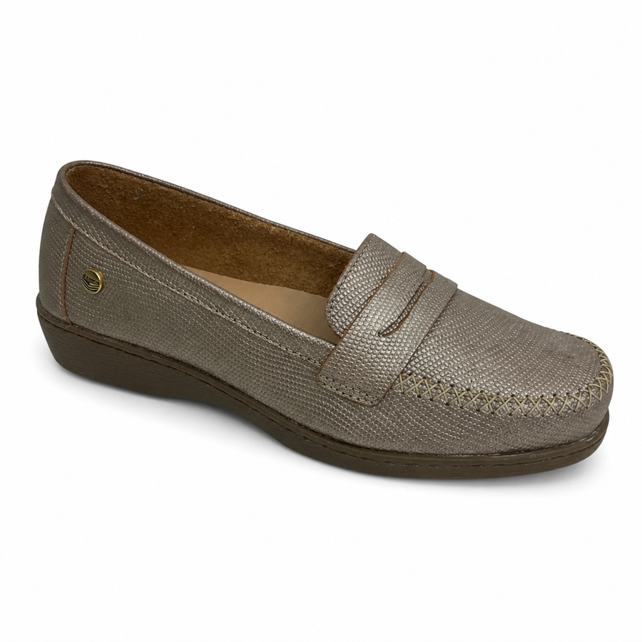 Mocasín Rómulo en Cuero Peltre para Mujer — Ref. 3746