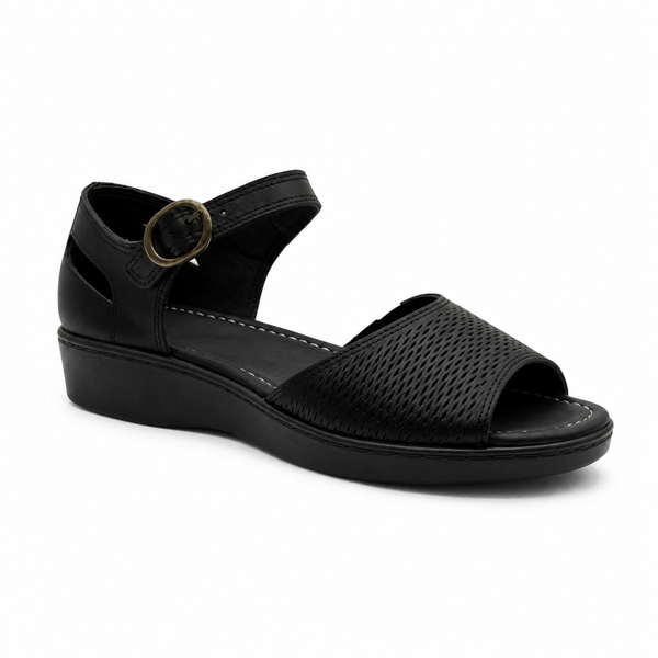 Mocasín Rómulo en Cuero Taupe para Mujer — Ref. 5748 — Negro