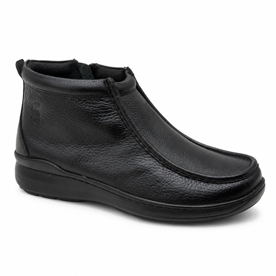 Botín Rómulo en Cuero para Hombre — Negro y Café, Ref. 9262 — negro