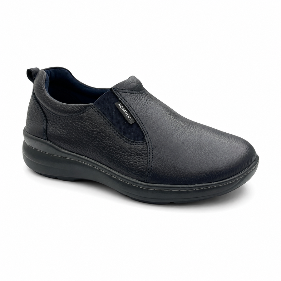 Mocasín Rómulo Softy Junior En Cuero Azul