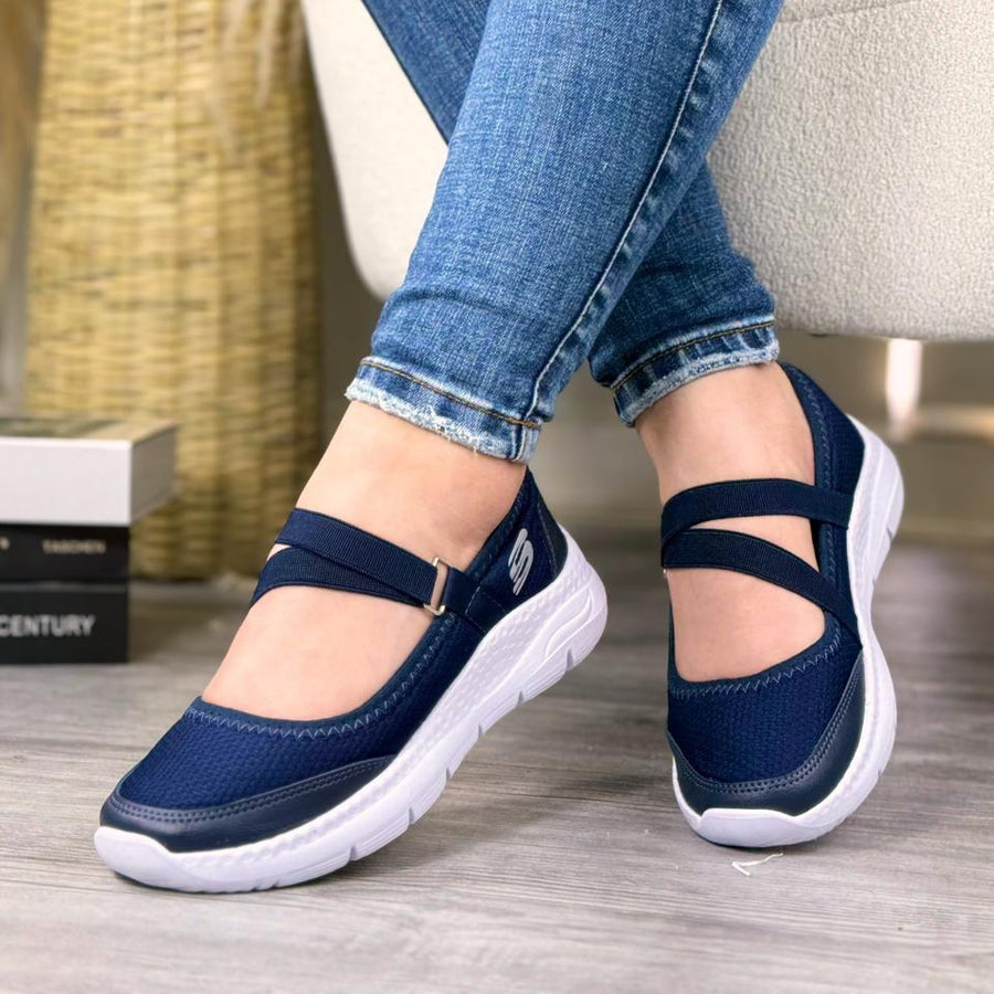 Mafalda Deportiva con Bandas Elásticas Cruzadas para Mujer – Azul