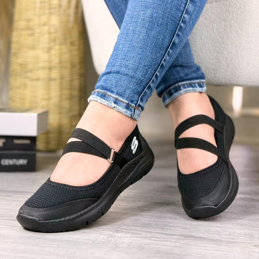 Mafalda Deportiva con Bandas Elásticas Cruzadas para Mujer – Negro