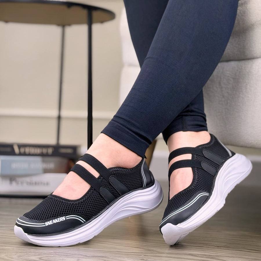 Mafalda Deportiva de Doble Elástico para Mujer – Negro x blanco