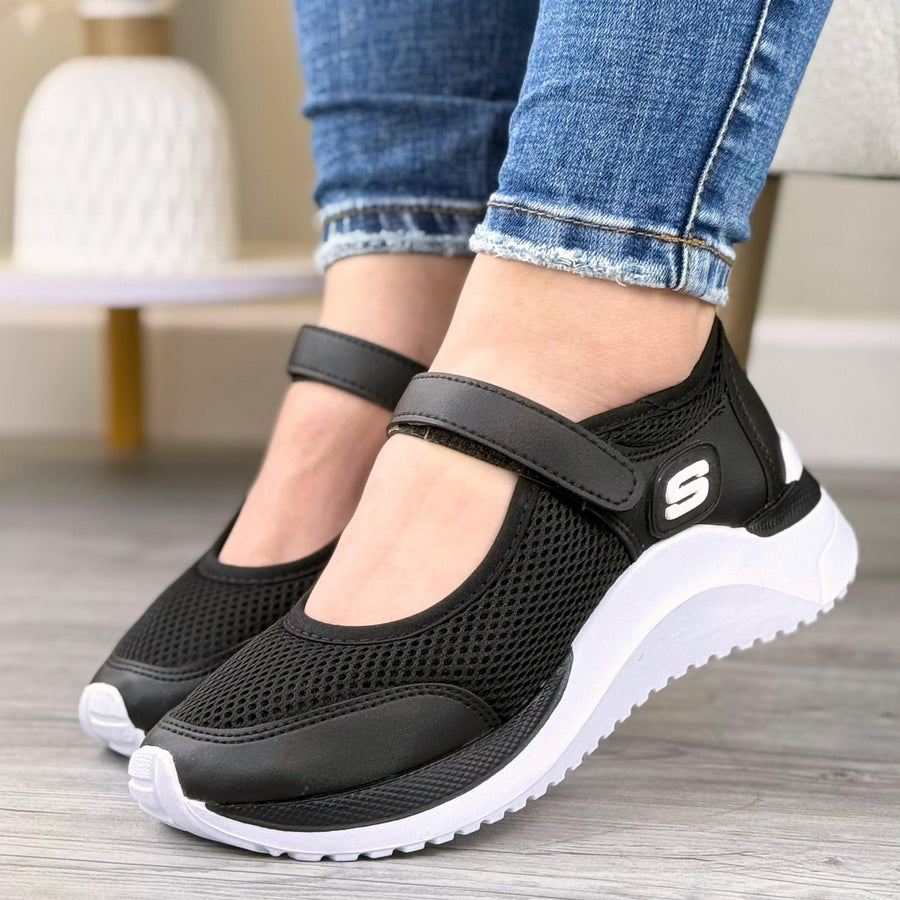Mafalda Deportiva en Malla con Velcro para Mujer – Negra