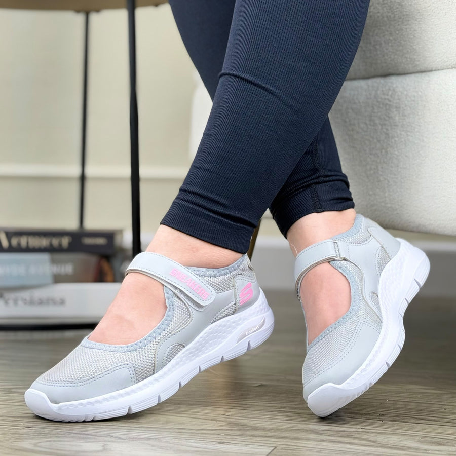 Mafalda Sneaker en Malla y Sintético para Mujer – Gris