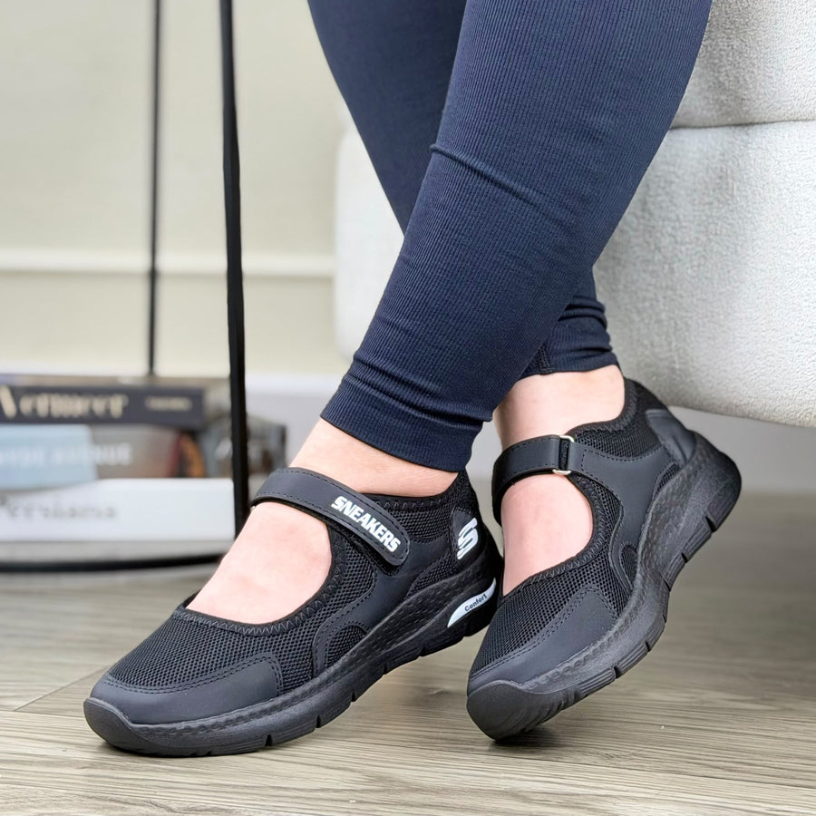 Mafalda Sneaker en Malla y Sintético para Mujer – Negro