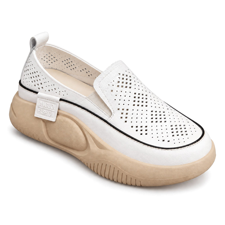 Mocasín Ortopédico Perforado para Mujer – Blanco