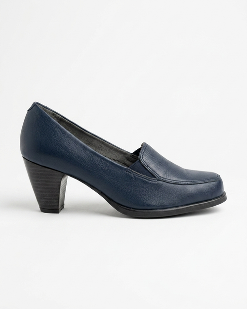 Zapato Rómulo de Tacón en Cuero Azul para mujer