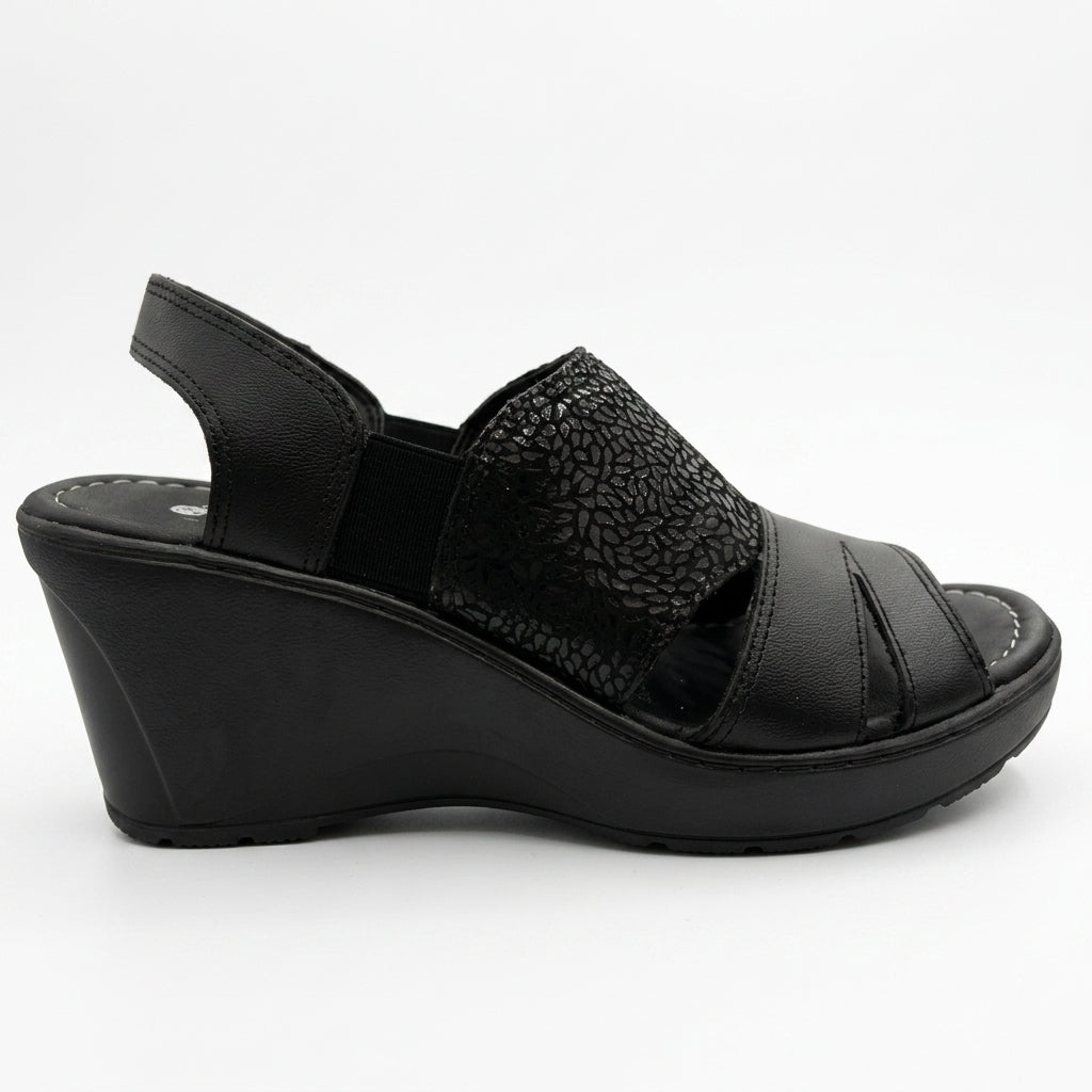 Zapato Rómulo de Tacón en Cuero Negro para mujer