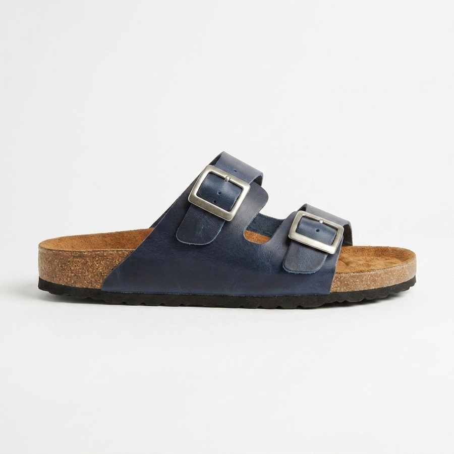 Sandalias de Cuero con Doble Hebilla para Hombre — Plantilla Anatómica
