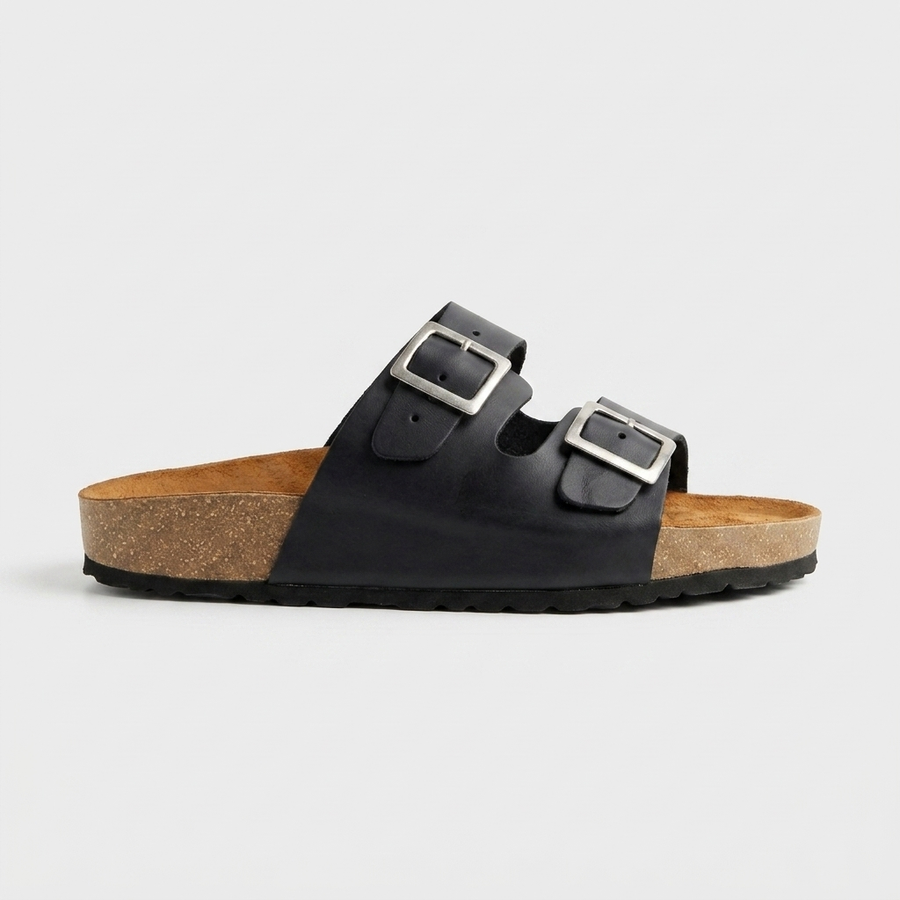 Sandalias de Cuero con Doble Hebilla para Hombre — Plantilla Anatómica