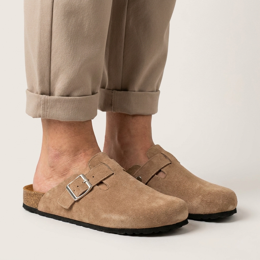 Suecos de Cuero con Hebilla para Hombre — Plantilla Anatómica