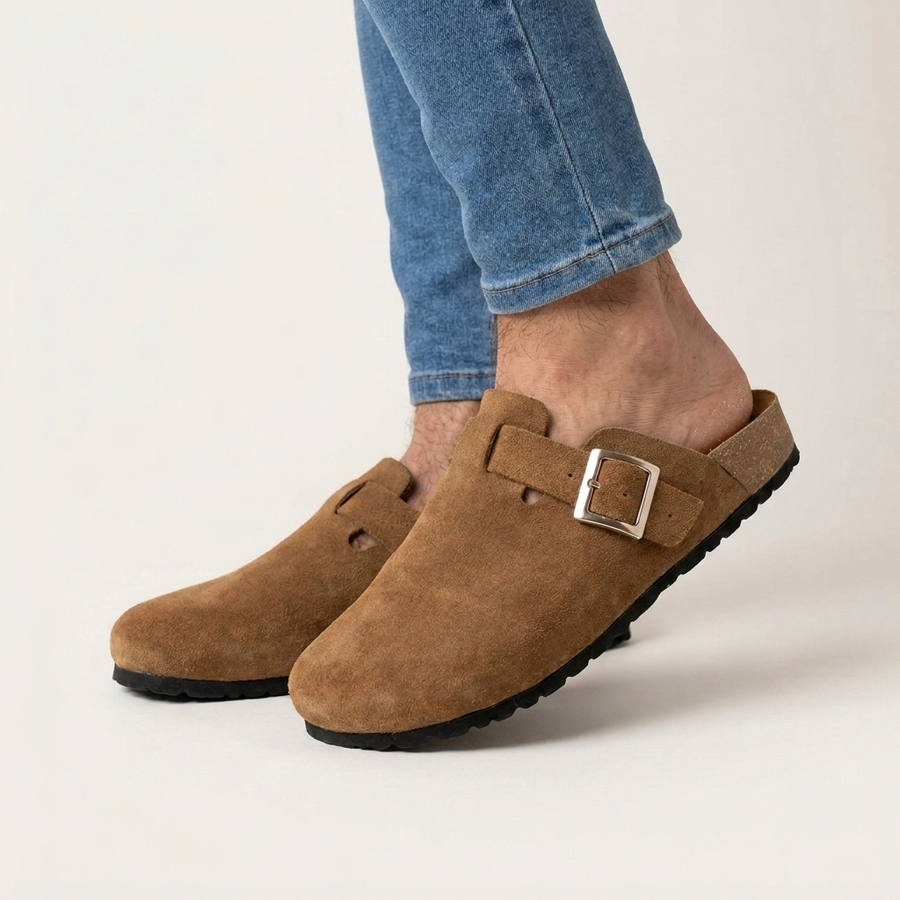 Suecos de Cuero con Hebilla para Hombre — Plantilla Anatómica