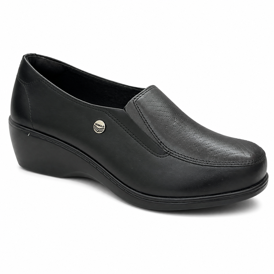 Mocasín Rómulo en Cuero Negro para Mujer — Ref. 2637