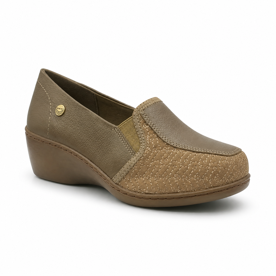 Zapato Rómulo en Cuero Taupe y Camel para Mujer — Ref. 3892